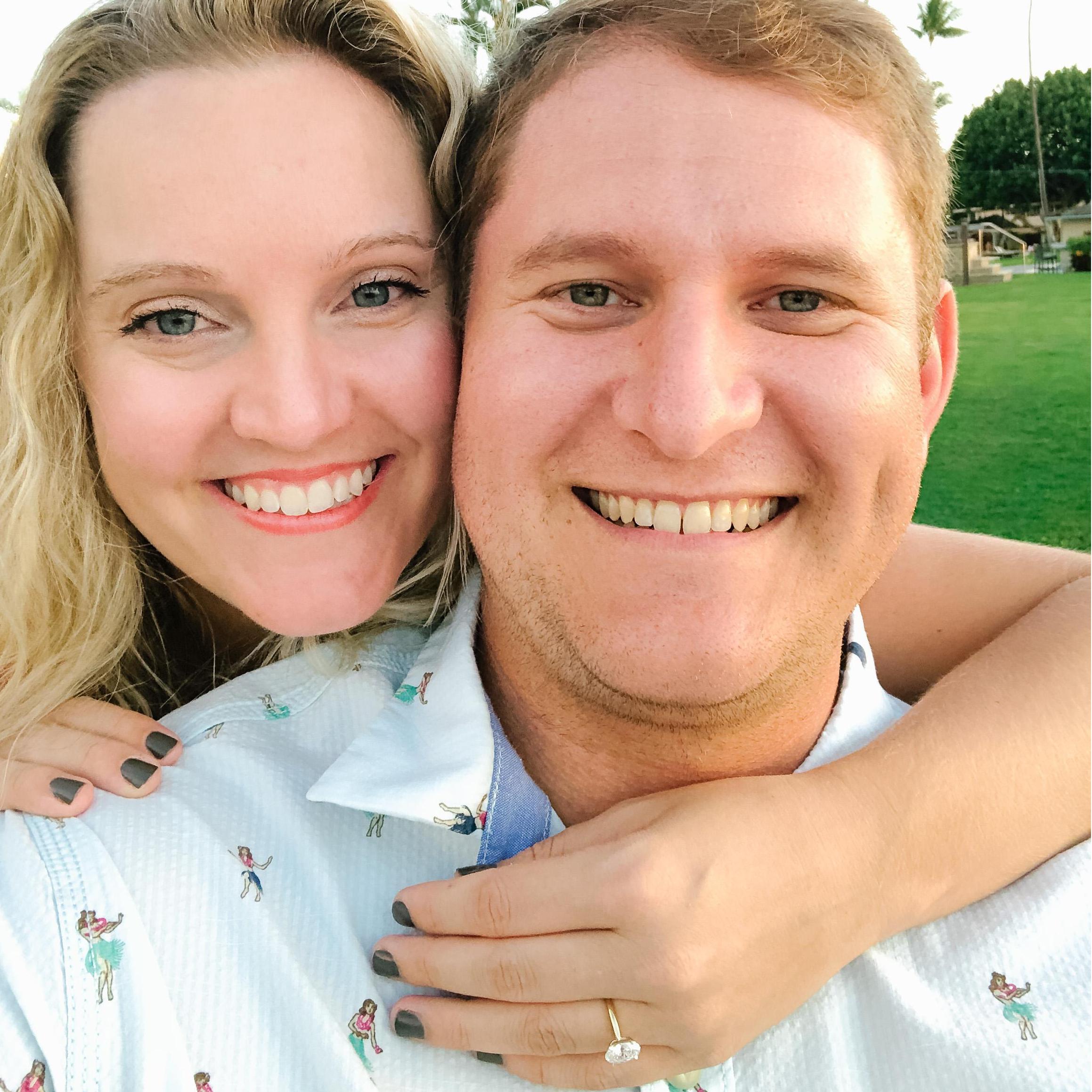 Celebrating our engagement with a dinner on the beach