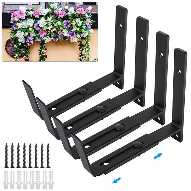 Verypejan Flower Window Box Bracket Adjustable Planter Box Bracket,Planter Shelving with Adjustable Size
