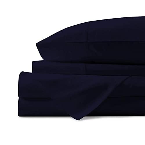Mayfair Linen 100% Egyptian Cotton Sheets, Navy Blue King Sheets Set, 800 Thread Count Long Staple Cotton, Sateen Weave for Soft and Silky Feel, Fits Mattress Upto 18'' DEEP Pocket