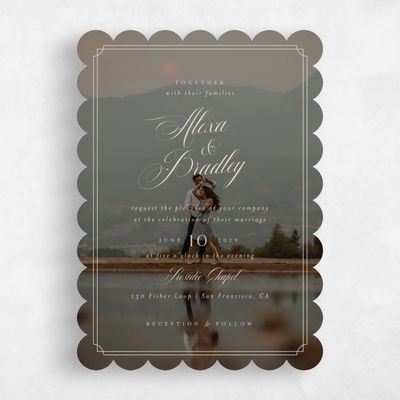 Beige Scalloped Wedding Invitation - Loren Portrait