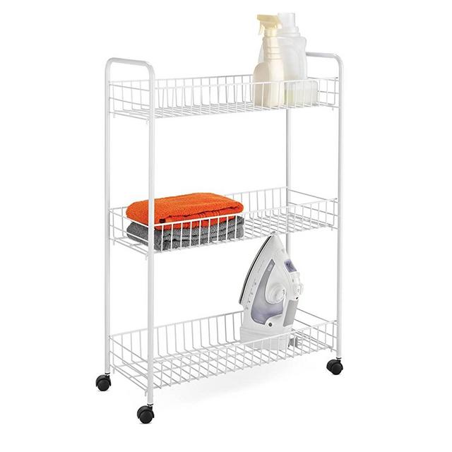 Honey-Can-Do Crt-01149 3-Tier Laundry Cart, 23"L x 8"W x 31"H, White