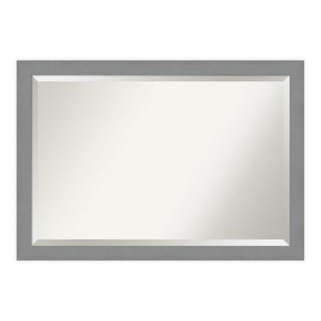 Amanti Art Brushed Nickel 40-Inch x 28-Inch Framed Bathroom Vanity Mirror in Nickel/Silver