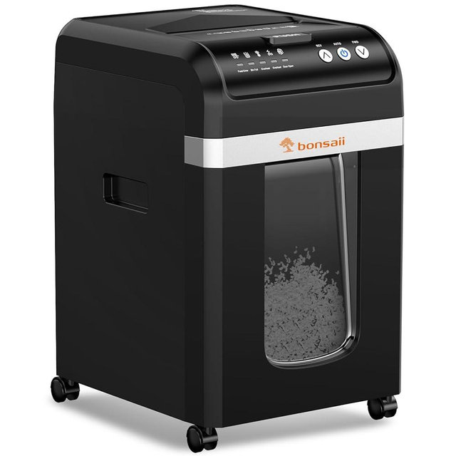Bonsaii 200-Sheet Auto Feed Paper Shredder, 60-Min Nonstop Heavy Duty Shredders for Office, 8.1-Gal Bin, P4 High Security Micro Cut Large Commercial Paper Shredder for Business (C283-A New Version)