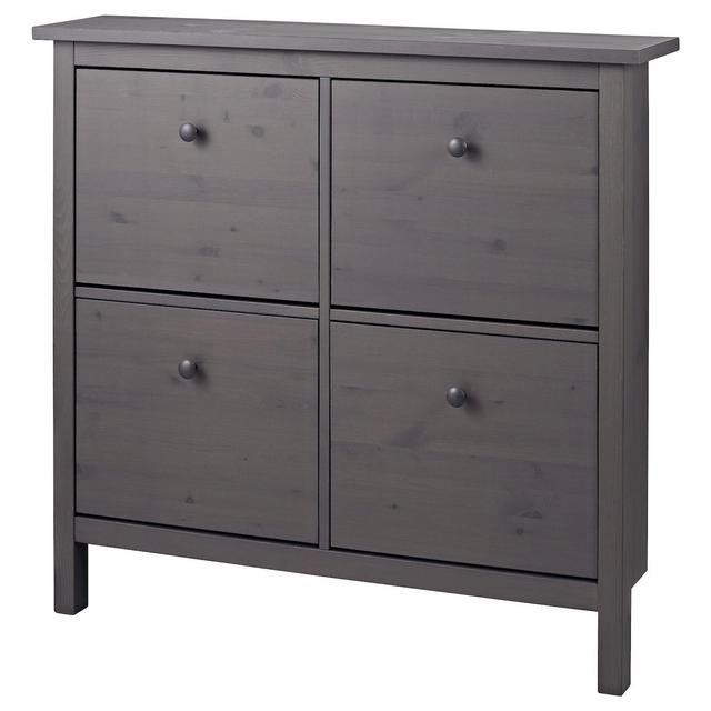 HEMNESShoe cabinet with 4 compartments, gray dark gray stained42 1/8x39 3/4 "