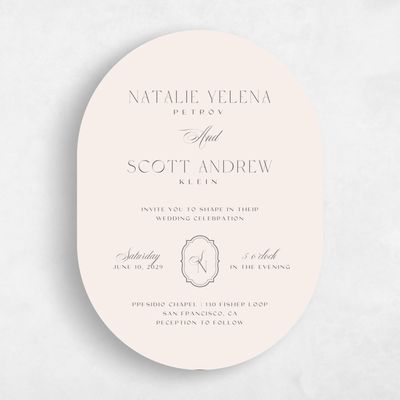 Linen, Beige Wedding Invitation - Korina Portrait