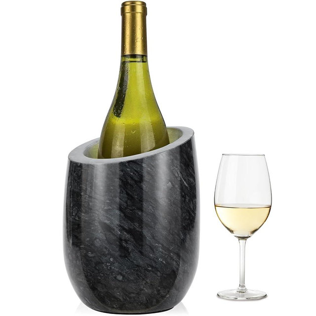ZORMY Premium Marble Wine Chiller Bucket, Wine and Champagne Cooler, Wine Bottle Ice Chiller, 750ml Bottle Cooler, Home Bar & Kitchen Decor, Ideal Gift for Wine Lovers (Black)