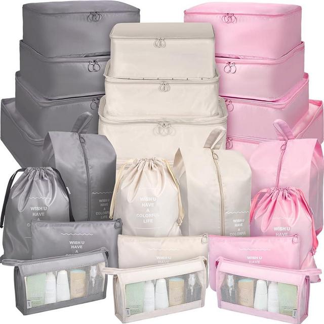 Shappy 24 Set Packing Cubes Luggage Organizer Bags Travel Suitcases Organizers Luggage Cubes with Toiletry Bag and Shoes Bag for Travel Accessories