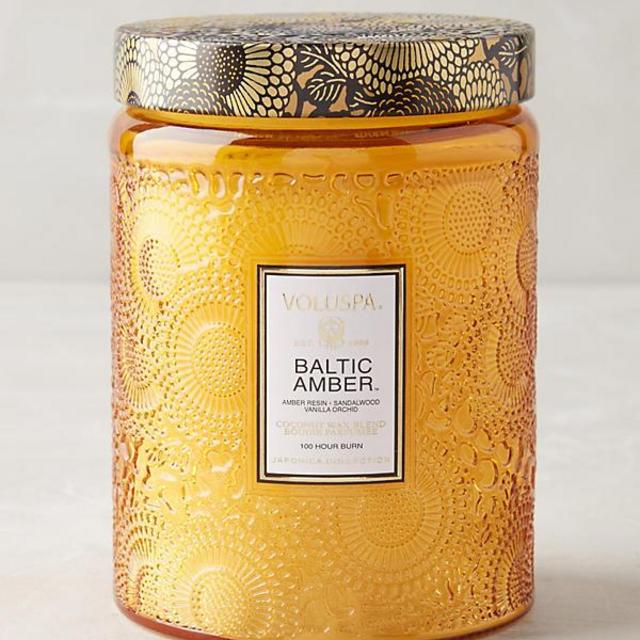 Limited Edition Voluspa Cut Glass Jar Candle, Baltic Amber