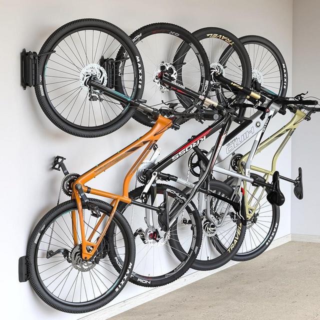 monTEK Swivel Bike Wall Mount, Bike Hangers for Garage, Space-Saving Vertical Bike Rack, Sturdy Bike Storage Rack Holds Up to 66lbs, Easy to Install, 4 Pack