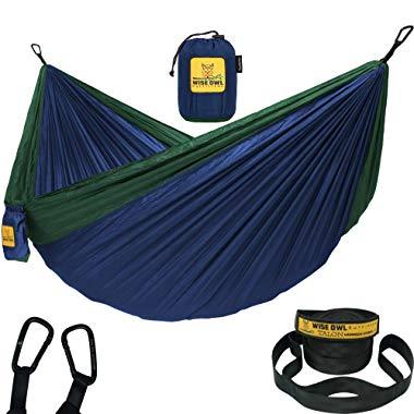 Wise Owl Outfitters Hammock Camping Double & Single with Tree Straps - USA Based Hammocks Brand Gear, Indoor Outdoor Backpacking Survival & Travel, Portable