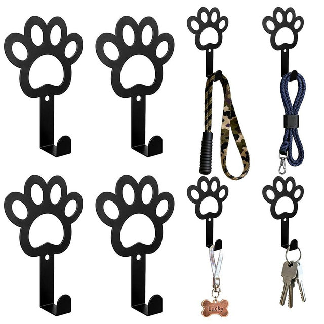 FKLOYP 8PC Dog Leash Hooks for Wall Cute Metal Cat Leash Holder Wall Mounted Key Hooks Pet Accessory Holder for Entryway Hallway Kitchen Office, Pet Themed Gifts, Great Gift for Dog and Cat Lovers