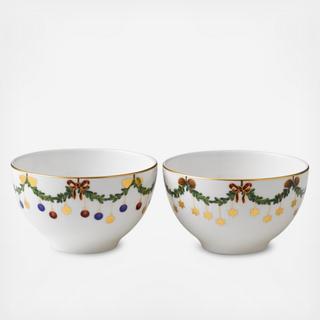 Star Fluted Christmas Chocolate Bowl, Set of 2