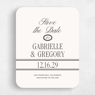 Beige Rounded Wedding Save the Date - Querido Portrait
