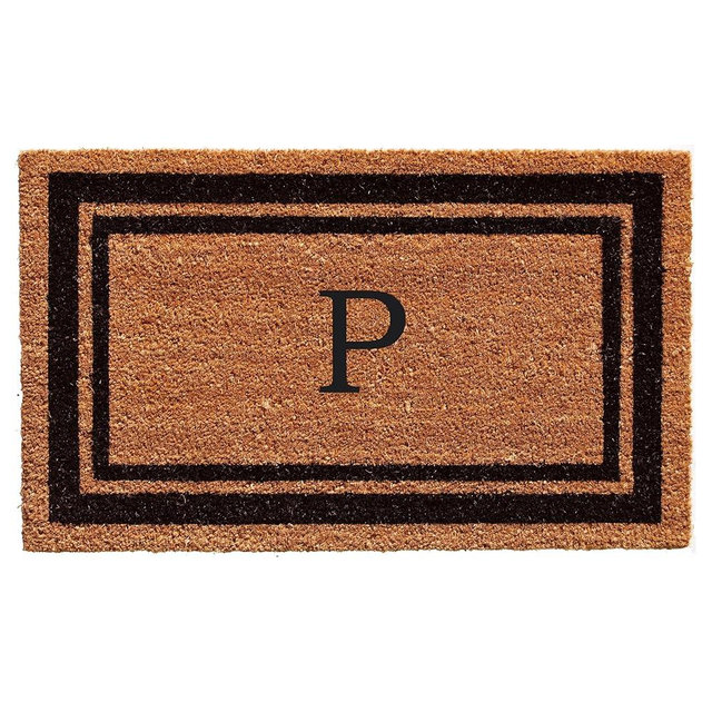Calloway Mills 152963672P Black Border 36" x 72" Monogram Doormat Letter (P)