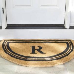 Monogrammed Coco Border Half-Round Door Mat | Grandin Road