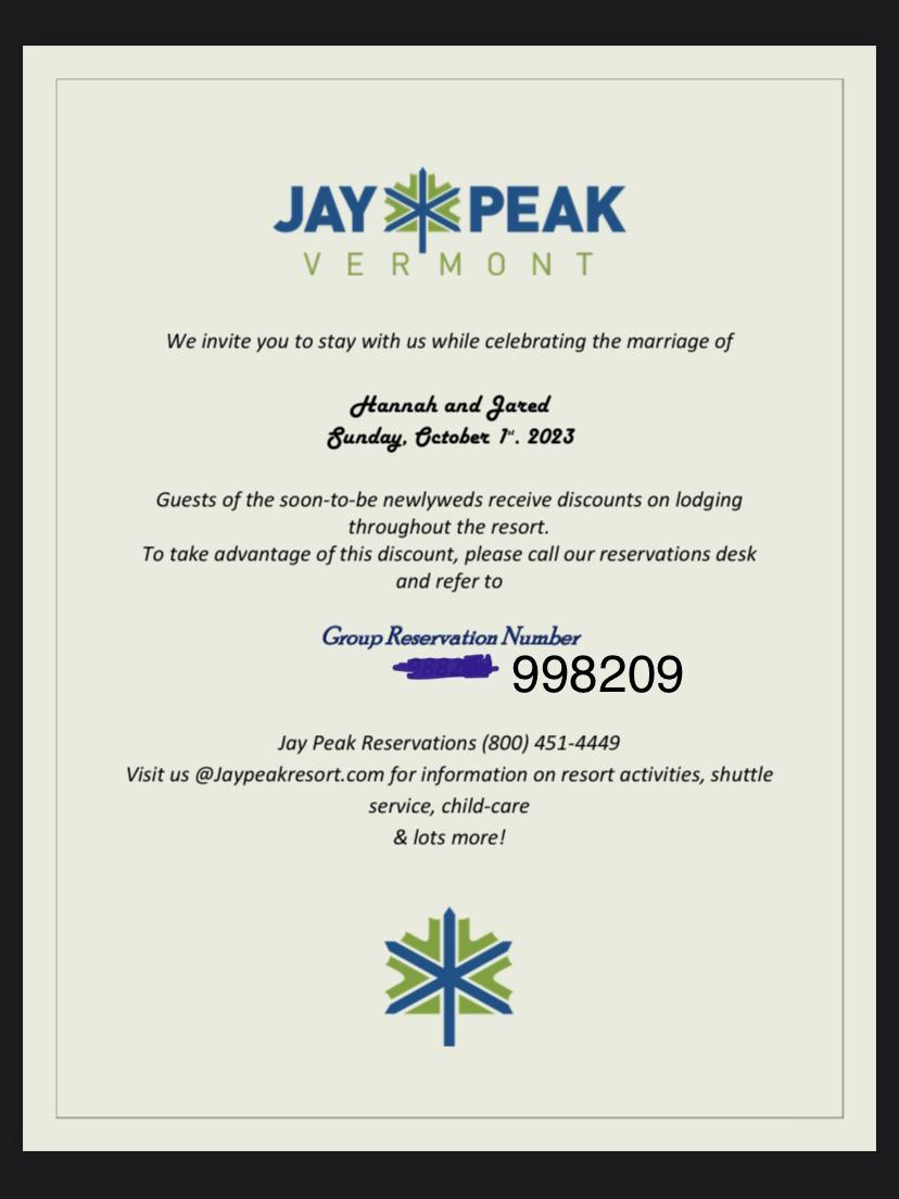 Booking information and code