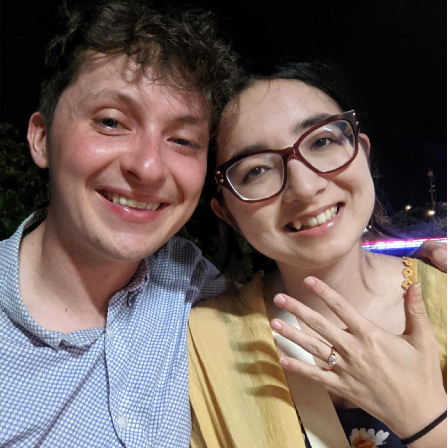This picture was taken immediately after we got engaged, on the boardwalk at Puerto Ayora in the Galapagos Islands!