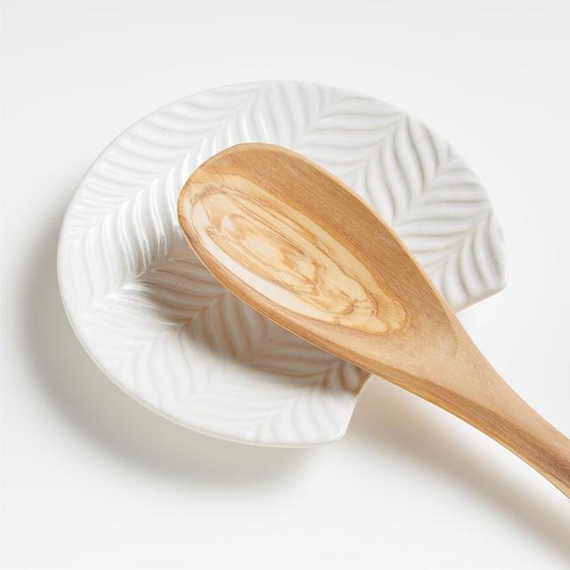 Fern White Ceramic Spoon Rest