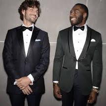 Black tie attire example for men.