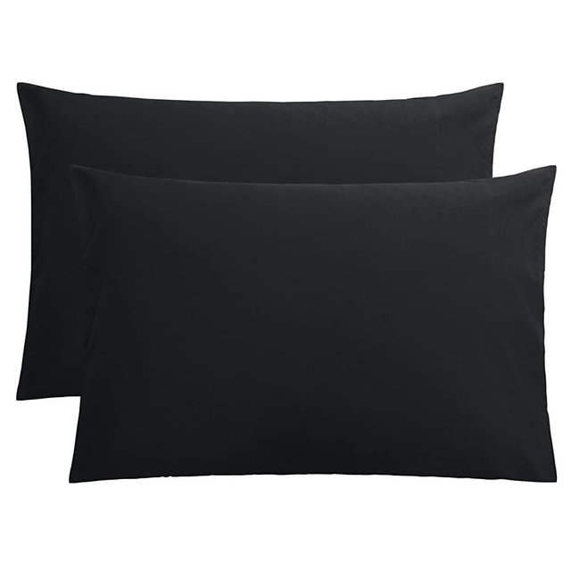 FLXXIE 2 Pack Microfiber Pillowcases, Envelope Closure, Ultra Soft and Premium Quality, 20" x 30" (Black, Queen)