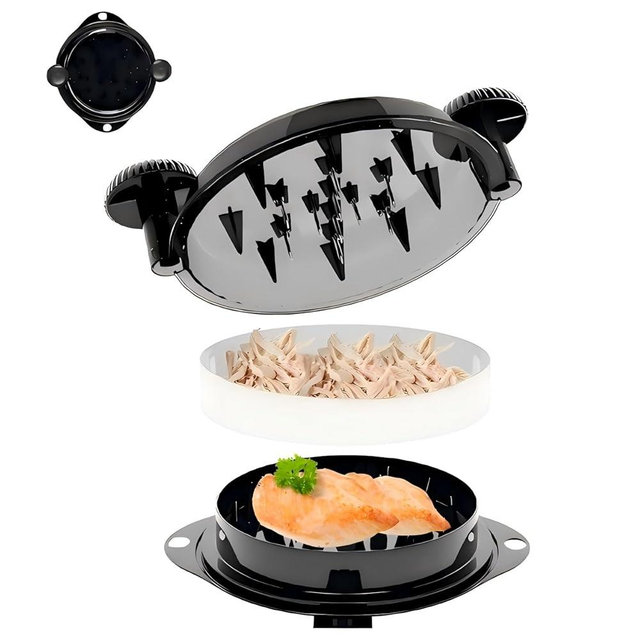 Chicken Shredder Meat Shredder Tool Twist Large - Chicken Breast Shredder Tool with Stainless Steel Spikes Shredding Tool for Shredded Chicken Beef Pork Kitchen Gadgets Essentials (Black&Black)