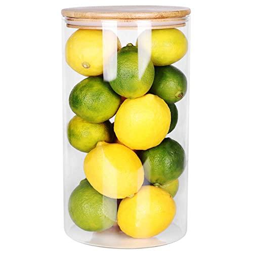 SAIOOL Glass Storage Jars 1.2 Gallon, Storage Containers with Natural Bamboo Lids, Storage Large Bag of Sugar or Large Box of Cereal etc.