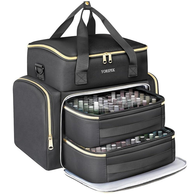 YOREPEK Extra Large Nail Polish Organizer Case Holds 96 to 100+ Bottles (15ml/0.5 fl.oz) UV lamp, Gel Polish Travel Case Bag with 2 Removable Pouches Fits Nail Suppiles, Gift for Manicurist, Grils