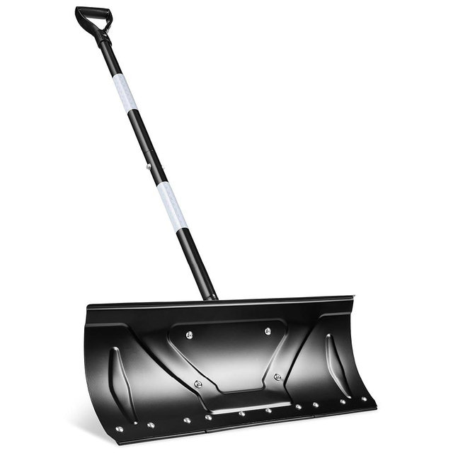Best Choice Products 24in Galvanized Steel Blade Heavy-Duty Snow Pusher, Hand Plow for Snow Removal, Ergonomic Handle, Easy Storage - Black