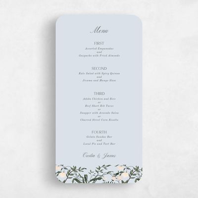 Blue Rounded Wedding Menu - Oiseau