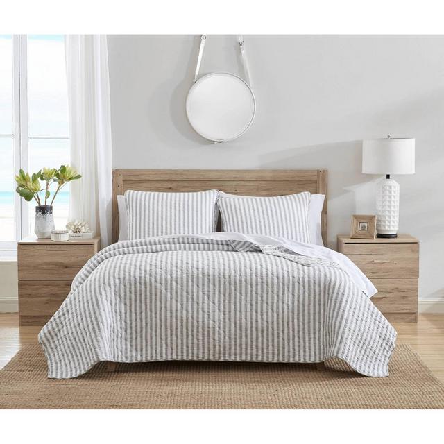 King Willow Way Ticking Stripe Quilt & Sham Set Gray - Stone Cottage