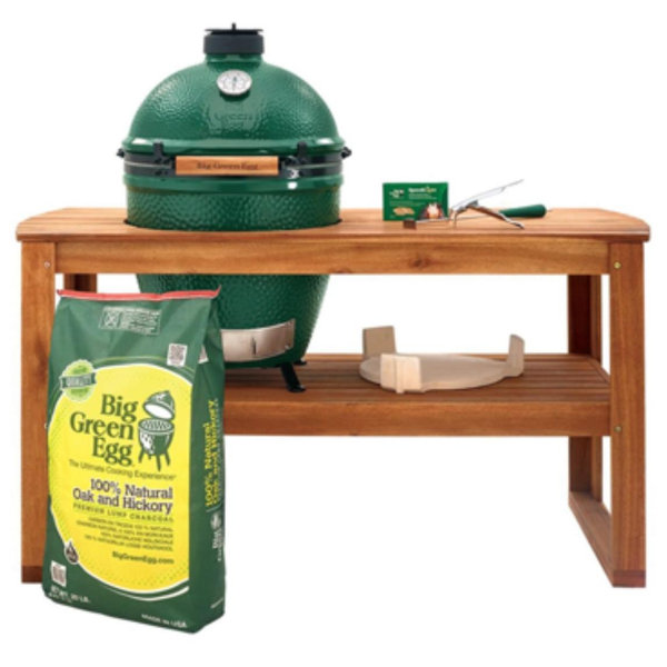 Large Big Green Egg in Acacia Table Package