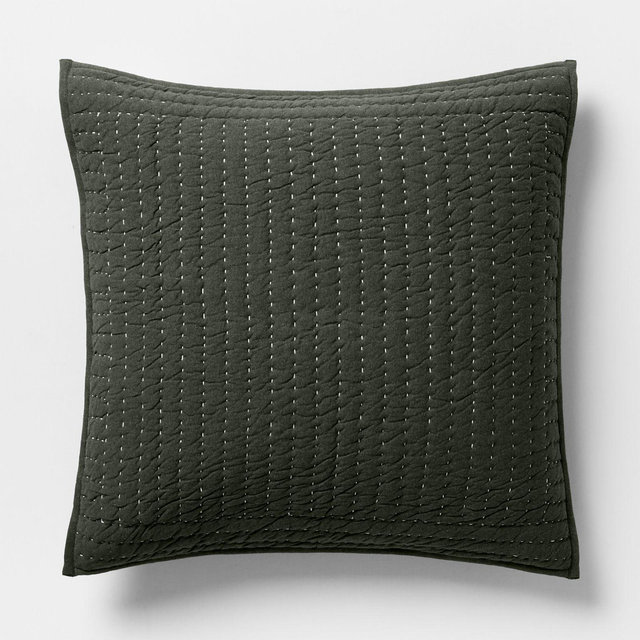 Cozysoft Organic Cotton Jersey Ficus Green Euro Quilted Bed Pillow Sham