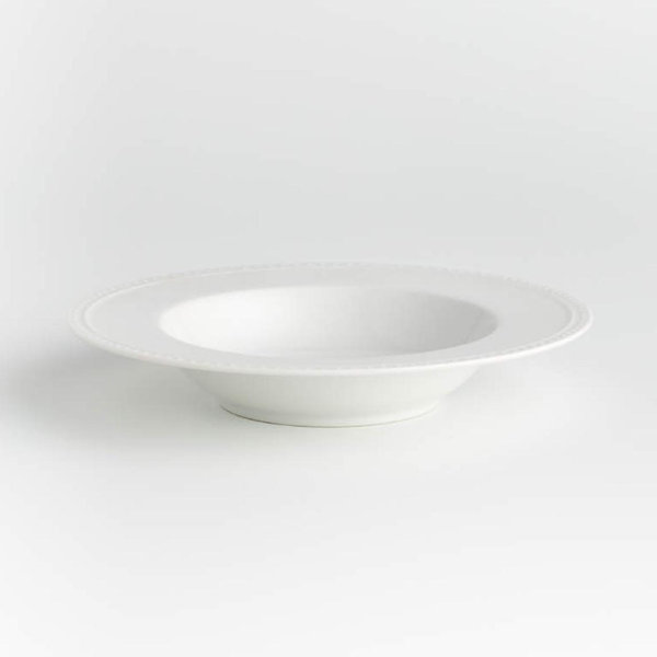 Staccato White Porcelain Low Bowl