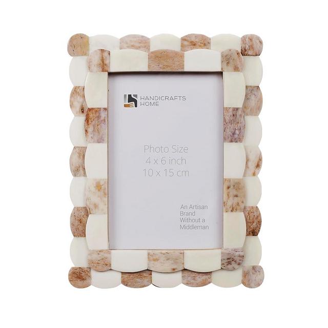 Handicrafts Home Photo Picture Frame - 4" x 6" Handmade Gift Photo Frames - Brown & white
