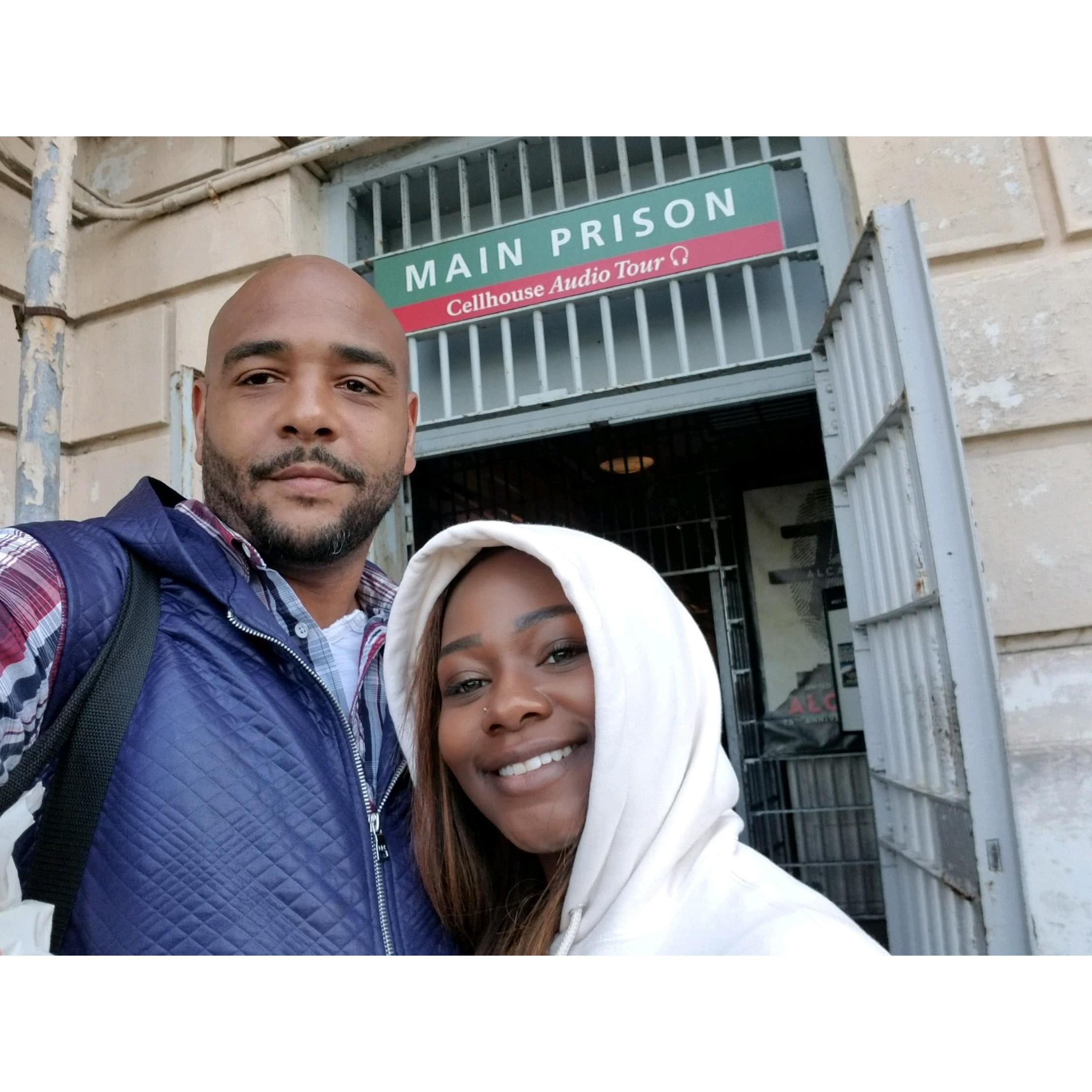 Brandon and Oriana entering Alcatraz Prison