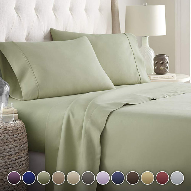 Hotel Luxury Bed Sheets Set-- 1800 Series Platinum Collection-Deep Pocket, Wrinkle & Fade Resistant(King,Sage)