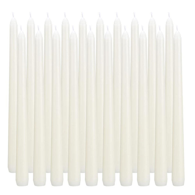 flamecan Ivory Taper Candles, Set of 40 Unscented and Smokeless 10 Inch Taper Candles Long Burning, Paraffin Wax with Cotton Wicks for Burning Approxinately 7-8 Hours Time