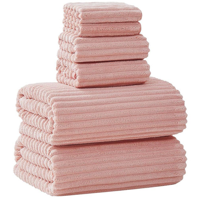 NALIVO 6-Piece Bath Towel Set - Includes 2 Extra Large Bath Sheets (40"x80"), 2 Hand Towels & 2 Washcloths - Premium Microfiber Quick Dry Luxury Towels for Bathroom (Pink)
