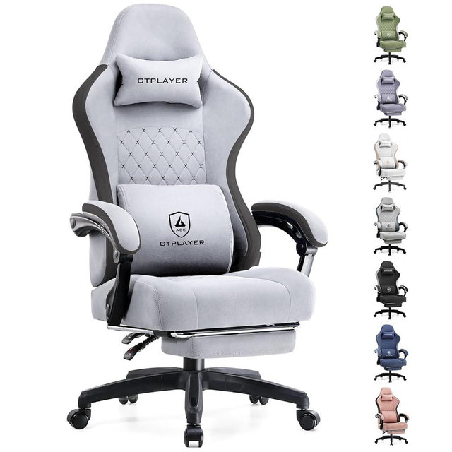 GTPLAYER Gaming Chair, Computer Office Chair with Pocket Spring Cushion, Linkage Armrests and Footrest, High Back Ergonomic Computer Chair with Lumbar Support Task Chair with Footrest
