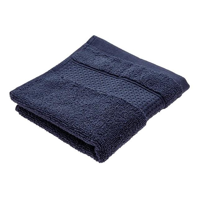 iDesign Spa Washcloth with Hanging Loop, 100% Cotton Soft Absorbent Machine Washable Towel for Bathroom, Shower, Tub - Navy