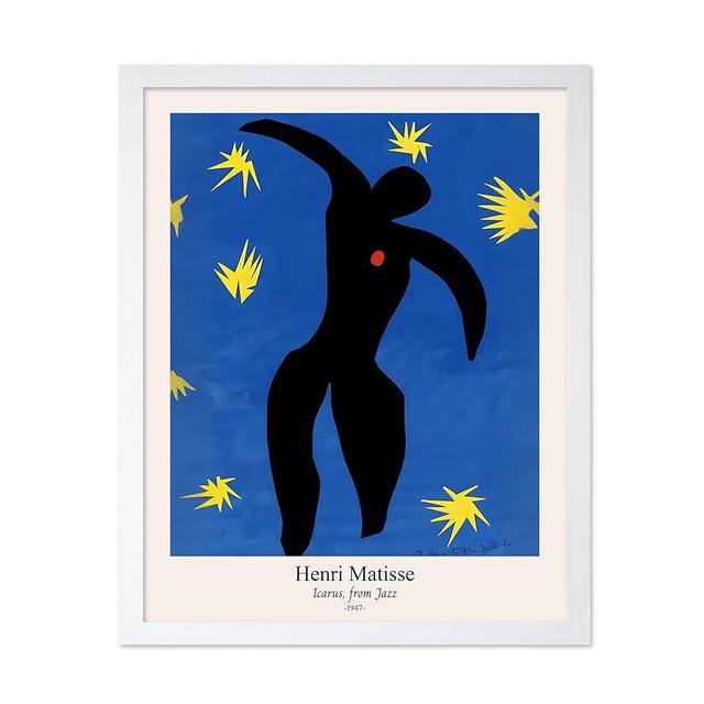 Monem Art Vintage Henri Matisse Poster - Retro Icarus From Jazz Print - Icare Art - Fauvism Art - Classic Painting - Fine Art - Abstract Art - Living Room or Office Decor - 16x20 White Framed