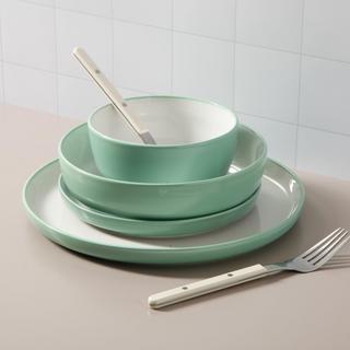 Kitchen Essentials 16-Piece Two-Tone Porcelain Dinnerware Set, Service for 4