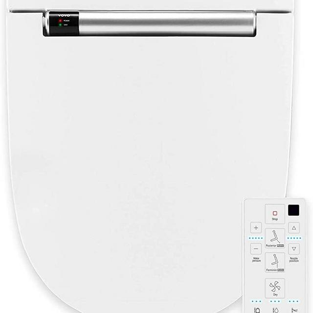 VOVO STYLEMENT VB-4100SR Electronic Bidet Seat, Round, Easy Install, Heated Seat,Warm Dry and Water, LED Nightlight, Deodorization, Eco Power Save,Self Cleaning Full Stainless Nozzle - White