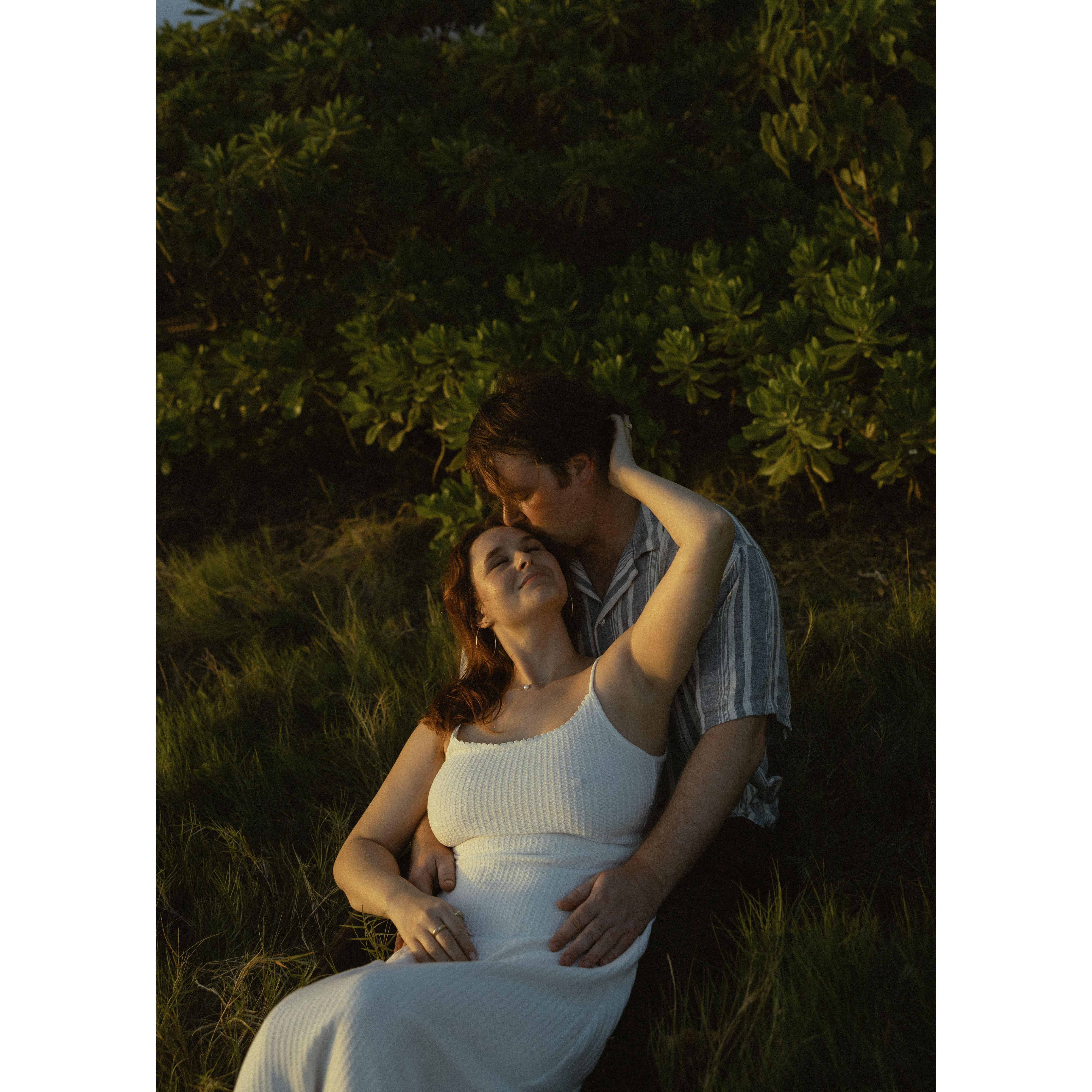 Clifton proposed on the south east shore of Oahu at sunset, on his 31st birthday.