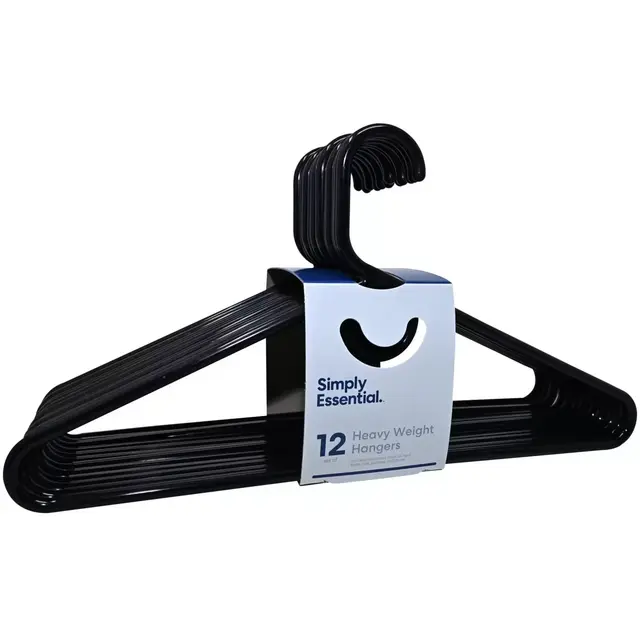 Simply Essential™ Heavyweight Hangers in Black (Set of 12)