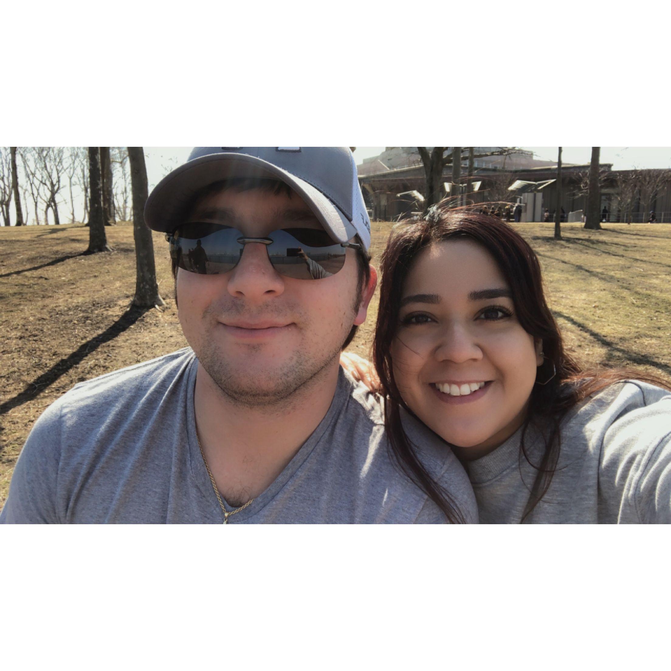 Two Lovebirds hanging out on Ellis Island