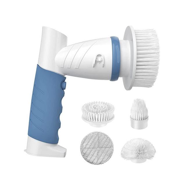 IEZFIX Electric Spin Scrubber Shower Cleaning Brush Tools Bathroom Power Scrub Brush Portable Rechargeable with 4 Replaceable Scrubbing Heads for Bathtub,Toilet,Tile Floor,Wall,Sill,Sink,Stove Cooker