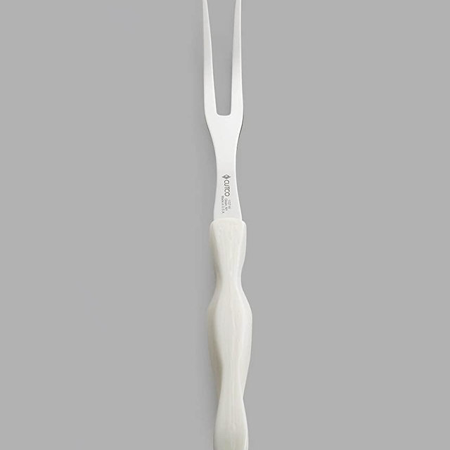 CUTCO Model 1727 Carving Fork with White (Pearl) handle in factory-sealed plastic bag.