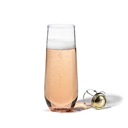 TOSSWARE Reserve 9oz Stemless Champagne Glass Dishwasher Safe, Heat Resistant, Unbreakable and Crystal Clear Tritan Plastic Set of 4