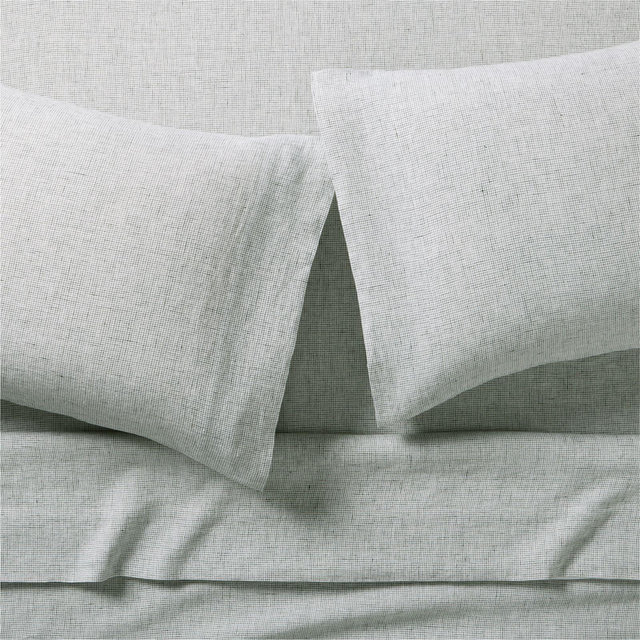 Aire Natural EUROPEAN FLAX ™-Certified Linen Burnt Green Grid King Bed Sheet Set